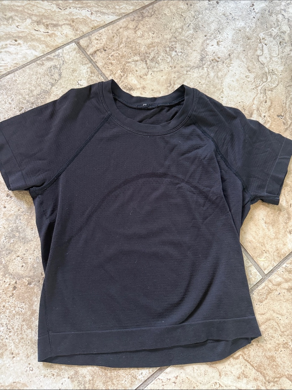 lululemon athletica Black Cropped Short Sleeve Performance Top